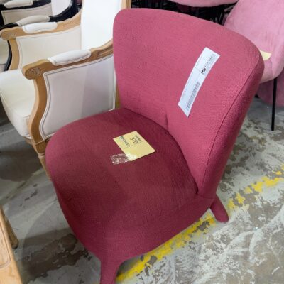 EX STAGING HIRE - DARK ROSE PINK BOUCLE ARMCHAIR SOLD AS IS