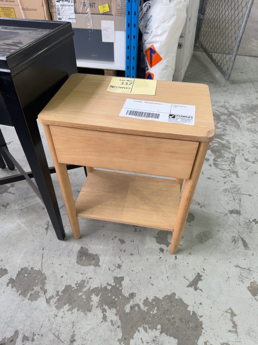 EX STAGING - OAK BEDSIDE SOLD AS IS