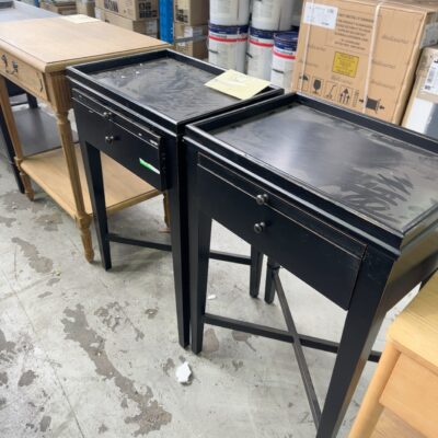 EX STAGING - BLACK BEDSIDE, TRAY TOP SOLD AS IS