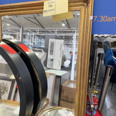 EX STAGING - GOLD FRAMED MIRROR SOLD AS IS, SOME DAMAGE