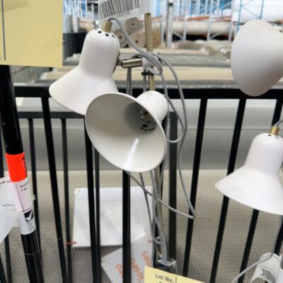 EX STAGING - WHITE DOUBLE HEAD FLOOR LAMP, SOLD AS IS