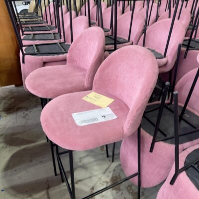 EX EVENT HIRE - PINK CORD MATERIAL BAR CHAIR, SOLD AS IS