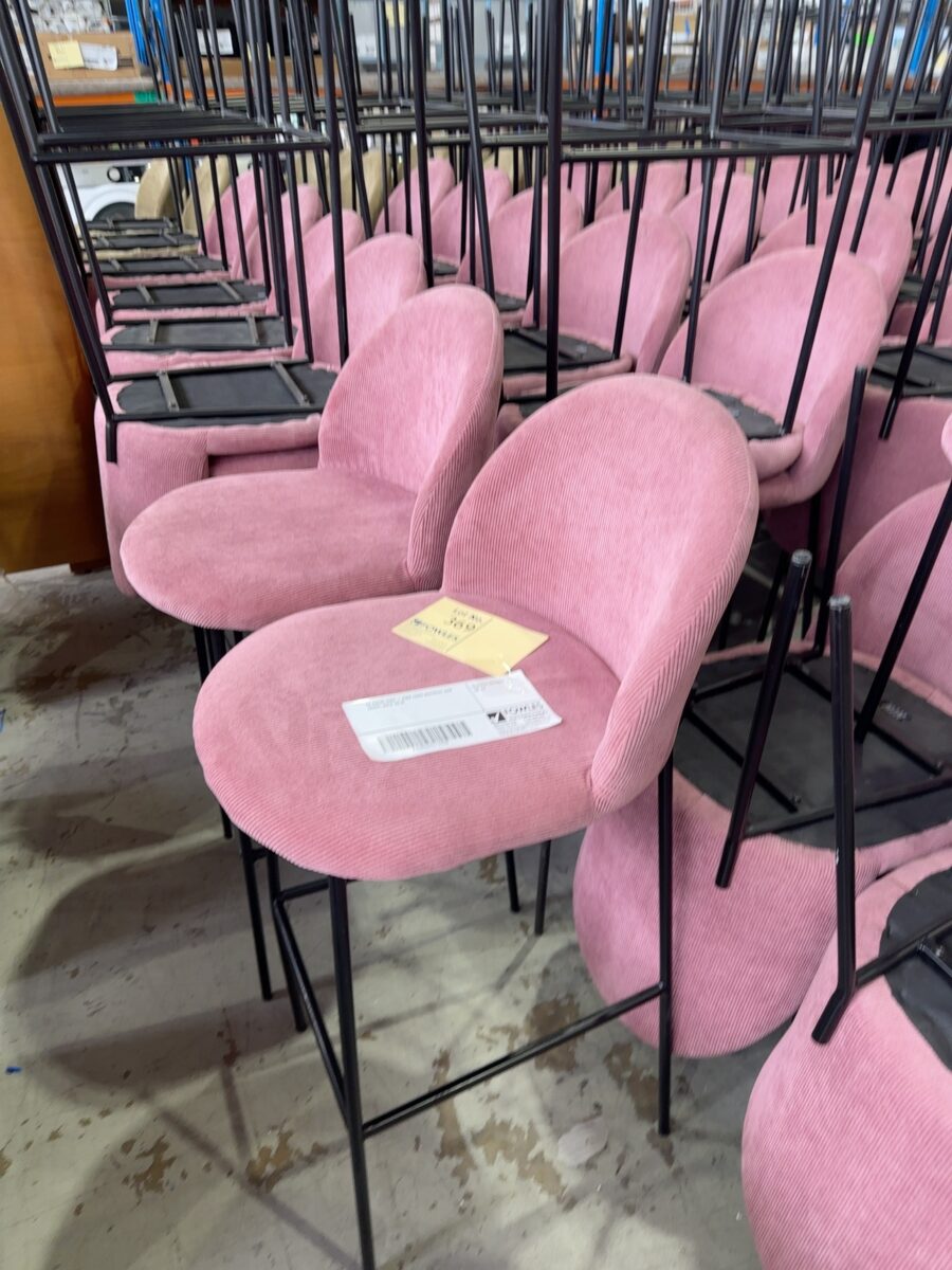 EX EVENT HIRE - PINK CORD MATERIAL BAR CHAIR, SOLD AS IS
