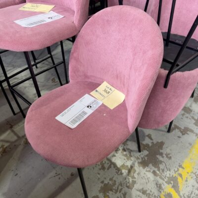 EX EVENT HIRE - PINK CORD MATERIAL DINING CHAIR, SOLD AS IS
