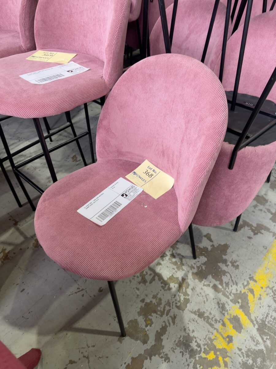 EX EVENT HIRE - PINK CORD MATERIAL DINING CHAIR, SOLD AS IS