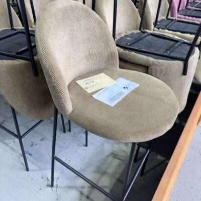 EX EVENT HIRE - OLIVE GREEN CORD MATERIAL BAR CHAIR, SOLD AS IS