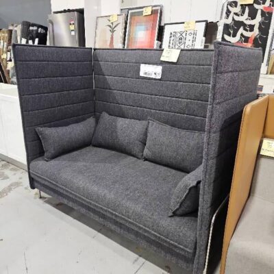 EX HIRE DARK GREY FELT PRIVACY SOFA SOLD AS IS