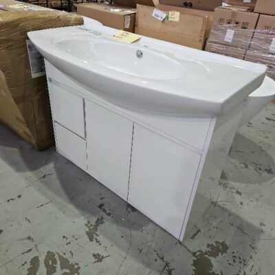 NEW 1050MM VANITY IN HIGH GLOSS WHITE VANITY WITH CERAMIC TOP VPB1050-129