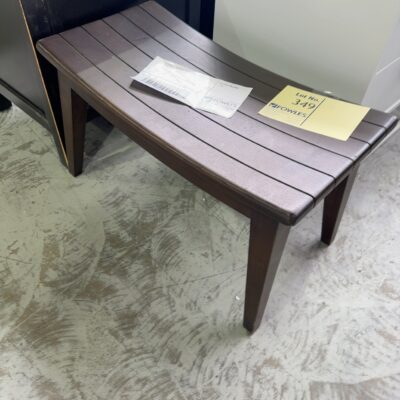 EX HIRE - CURVED LOW TIMBER FOOTSTOOL SOLD AS IS