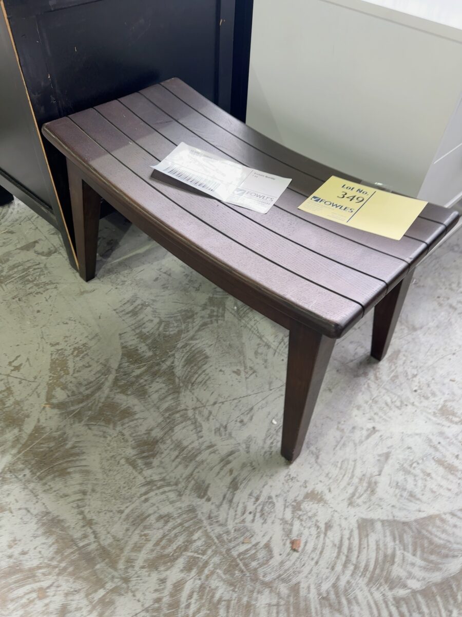 EX HIRE - CURVED LOW TIMBER FOOTSTOOL SOLD AS IS
