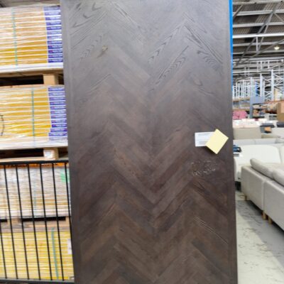 EX DISPLAY ADLEY 2500MM DINING TABLE, JAPAN BLACK, HERRINGBONE DESIGN **DAMAGED TABLE TOP** SOLD AS IS