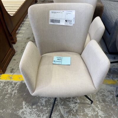 NEW LAURA BEIGE FABRIC SWIVEL DINING CHAIR, SOLD AS IS
