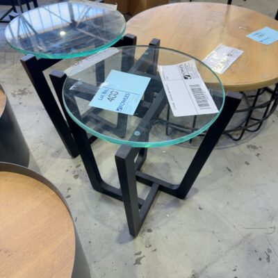 EX STAGING - GLASS SIDE TABLE SOLD AS IS