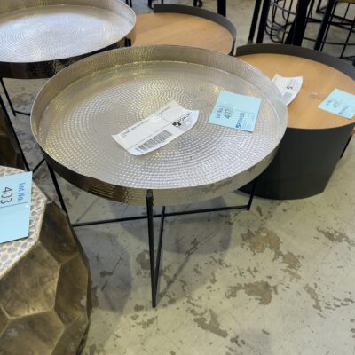 EX STAGING - METAL TRAY SIDE TABLE SOLD AS IS