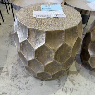 EX STAGING - LARGE GOLD SIDE TABLE SOLD AS IS