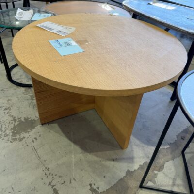 EX STAGING - ROUND TIMBER COFFEE TABLE SOLD AS IS