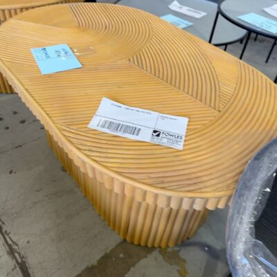 EX STAGING - CANE OVAL TABLE SOLD AS IS
