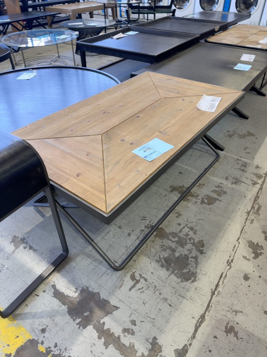 EX STAGING - METAL & TIMBER COFFEE TABLE SOLD AS IS