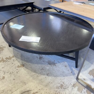 EX STAGING - LARGE ROUND WENGE TIMBER COFFEE TABLE SOLD AS IS