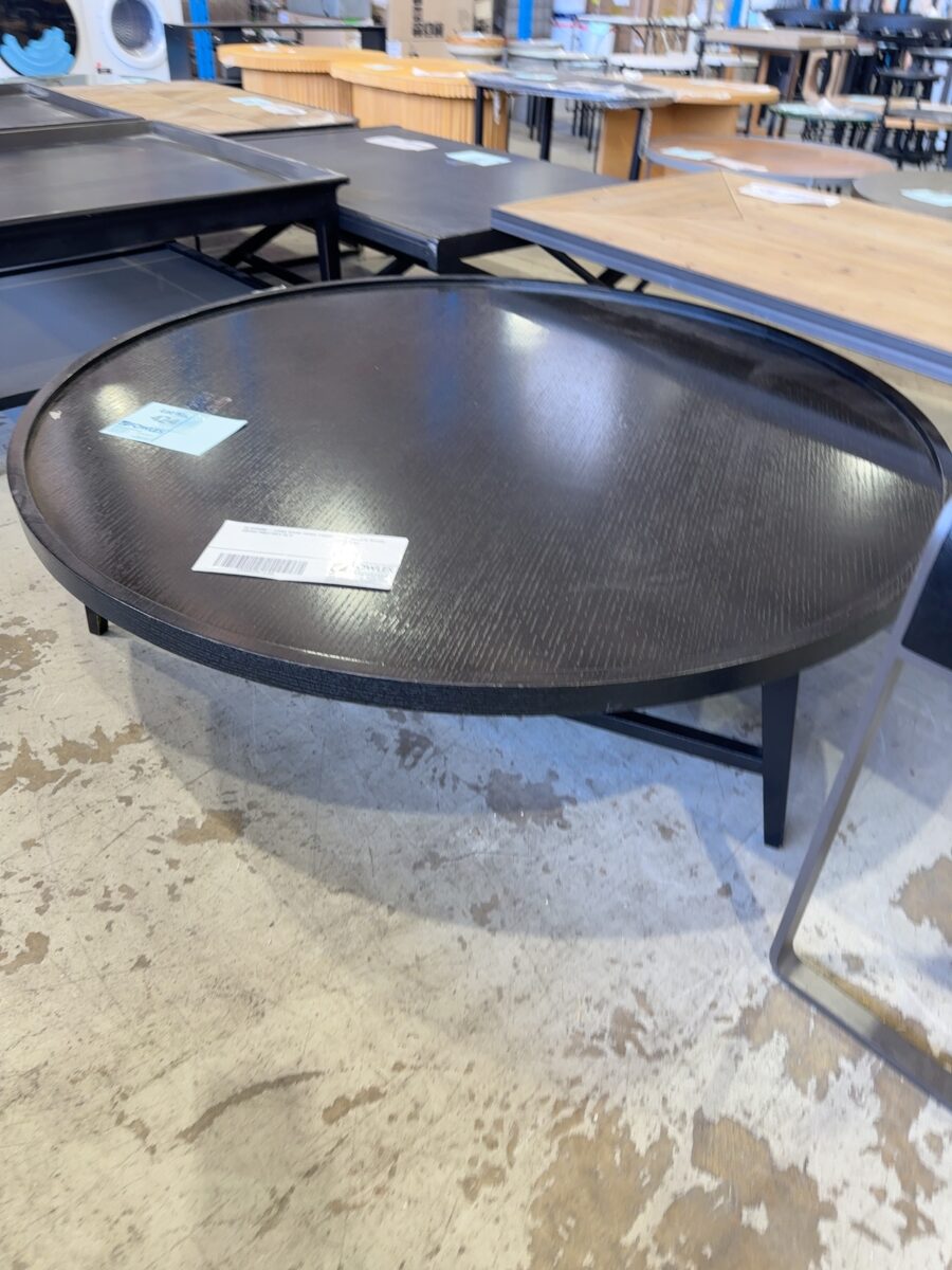 EX STAGING - LARGE ROUND WENGE TIMBER COFFEE TABLE SOLD AS IS