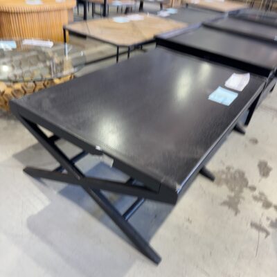 EX STAGING - WENGE CROSS LEG COFFEE TABLE, SOLD AS IS