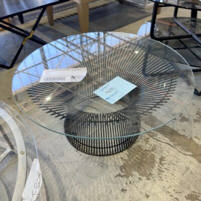 EX STAGING - BLACK METAL & GLASS COFFEE TABLE SOLD AS IS