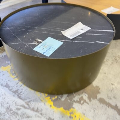 EX STAGING - GOLD DRUM COFFEE TABLE SOLD AS IS