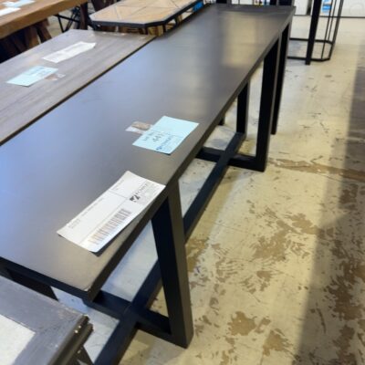EX STAGING - BLACK TIMBER HALL TABLE, SOLD AS IS