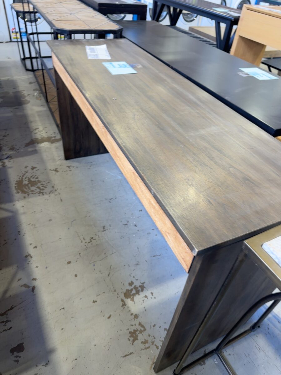 EX STAGING - TIMBER HALL TABLE, SOLD AS IS
