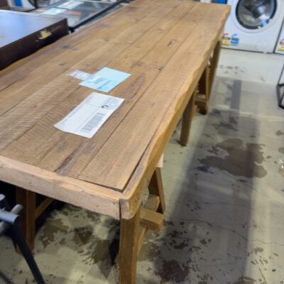 EX STAGING - RUSTIC TIMBER TABLE SOLD AS IS