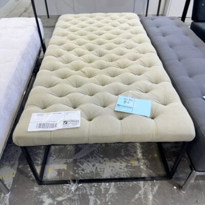 EX STAGING - LARGE OLIVE GREEN OTTOMAN, SOLD AS IS