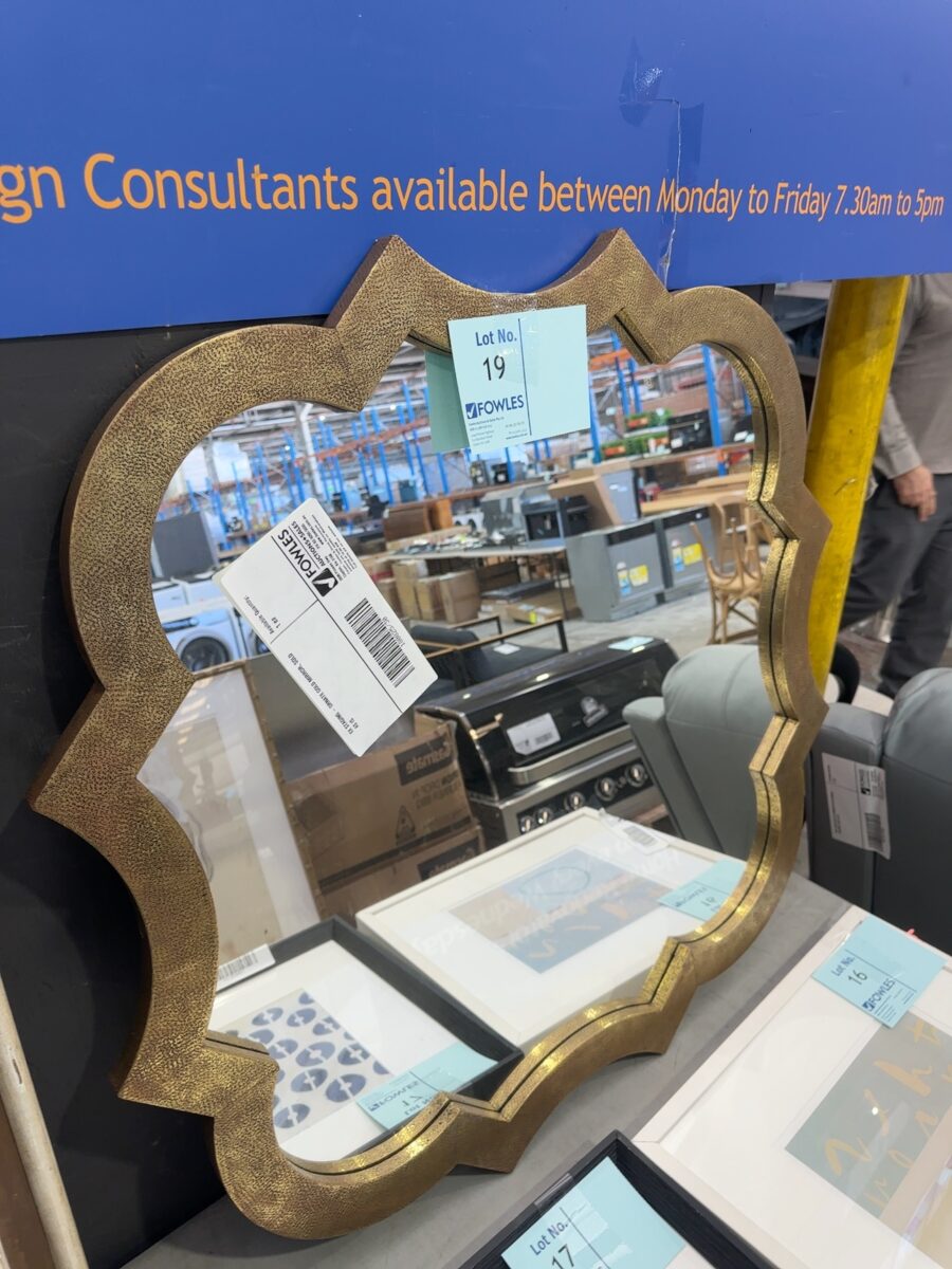 EX STAGING - ORNATE GOLD MIRROR, SOLD AS IS