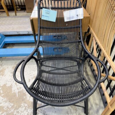 EX STAGING - BLACK CANE CHAIR, SOLD AS IS