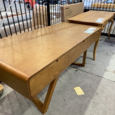 EX STAGING - 1800MM LARGE CURVED TIMBER DESK SOLD AS IS