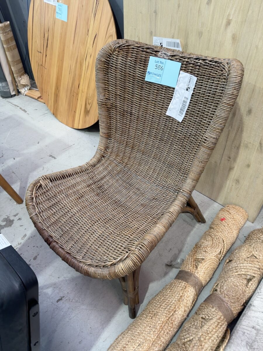EX STAGING - BROWN CANE CHAIR SOLD AS IS