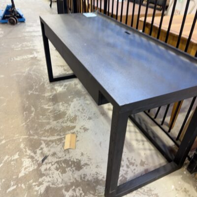 EX STAGING - 1600MM BLACK WENGE TIMBER DESK SOLD AS IS