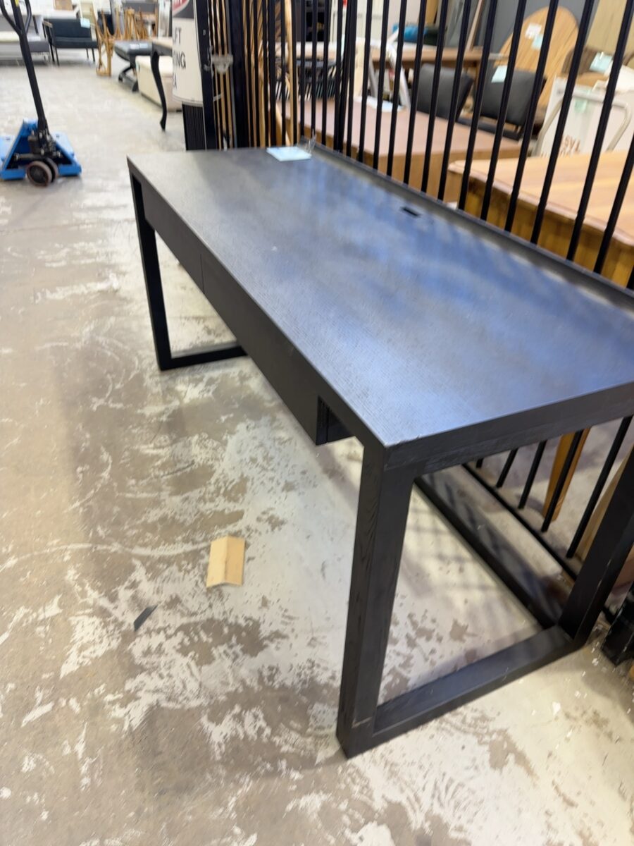 EX STAGING - 1600MM BLACK WENGE TIMBER DESK SOLD AS IS