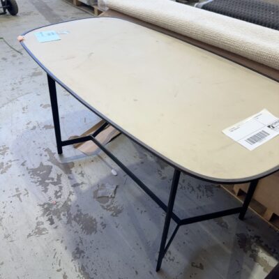 EX STAGING - 1400MM CURVED DINING TABLE, SOLD AS IS