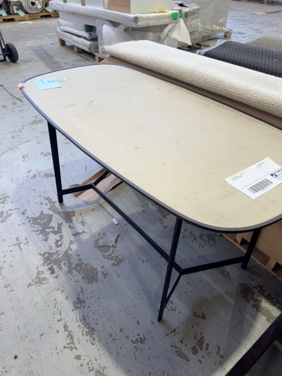 EX STAGING - 1400MM CURVED DINING TABLE, SOLD AS IS