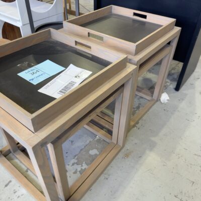 EX STAGING - NEST OF 2 SIDE TABLES, BOTH WITH TRAY TOP, SOLD AS IS