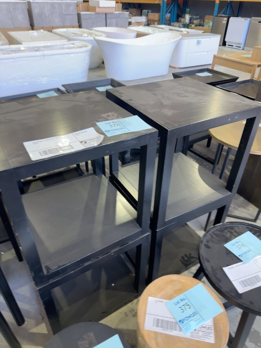 EX STAGING - CUBE BLACK SIDE TABLE, SOLD AS IS