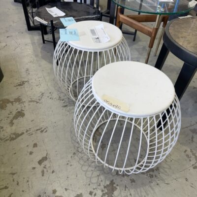 EX STAGING - WHITE METAL SIDE TABLE, SOLD AS IS