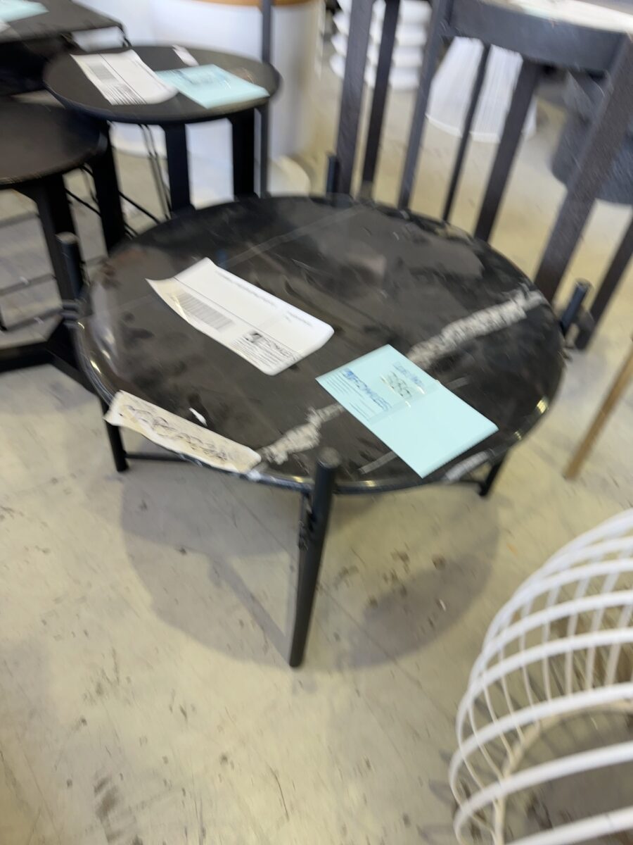 EX STAGING - BLACK SIDE TABLE, SOLD AS IS