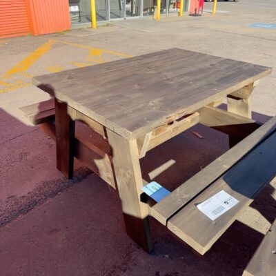 NEW PINE PICNIC TABLE SETTING, STAINED JAPAN BLACK 1500MM X 950MM