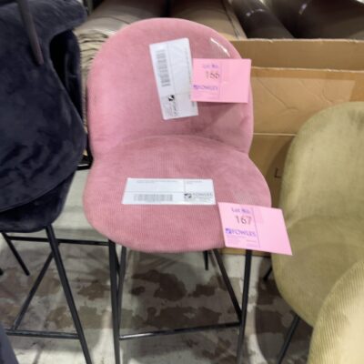 EX HIRE PINK CORD BAR STOOLS WITH GOLD FRAME, SOLD AS IS