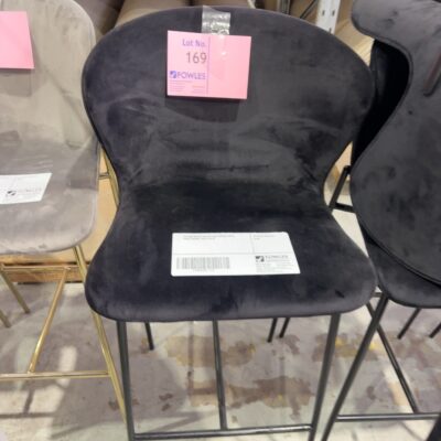 EX HIRE BLACK VELVET BAR STOOLS WITH GOLD FRAME, SOLD AS IS