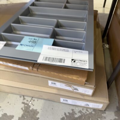 LOT OF ASSORTED FLAT PACK CABINET WITH  CUTLERY INSERTS, SOLD AS IS NO WARRANTY