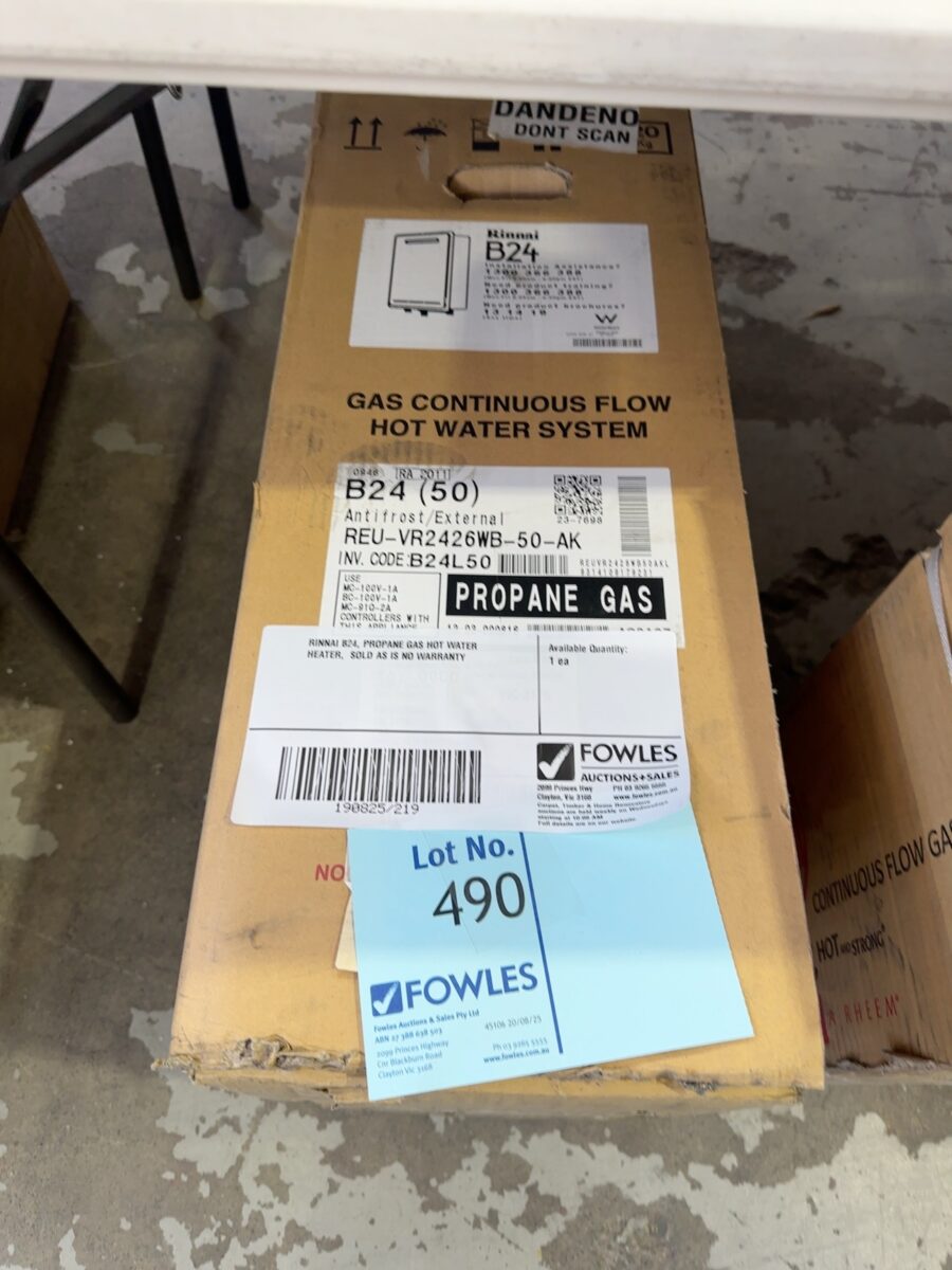 RINNAI B24, PROPANE GAS HOT WATER HEATER,  SOLD AS IS NO WARRANTY