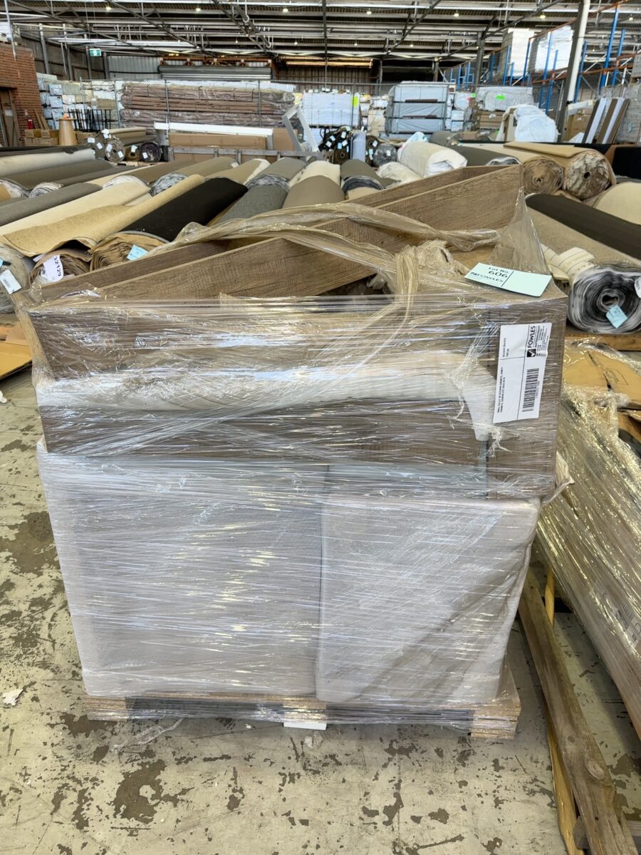 SMALL PALLET OF KITCHEN CABINETS, VANITY CABINETS, KICKERS ETC SOLD AS IS