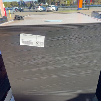 PALLET WITH USED OFFICE LAMINATE BOOKCASES SOLD AS IS